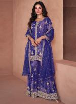 Faux Georgette  Purple Party Wear Digital Print Readymade Plazzo Suit